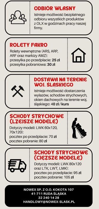 Wyłaz dachowy FAKRO WGI (podwójna szyba +siłownik) 46x75 - Ruda Śląska