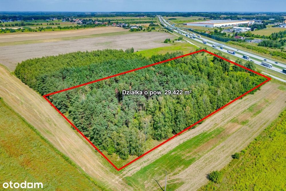 Działka usługowa przy samym zjeździe A1 - Widok 2