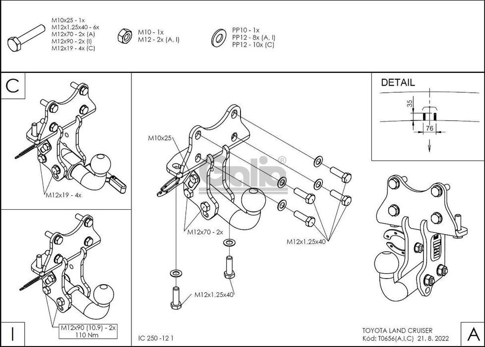 Фаркоп Toyota LC120/LC150/LC200/Lexus GX470/GX460/LX570/HakPol/Galia
