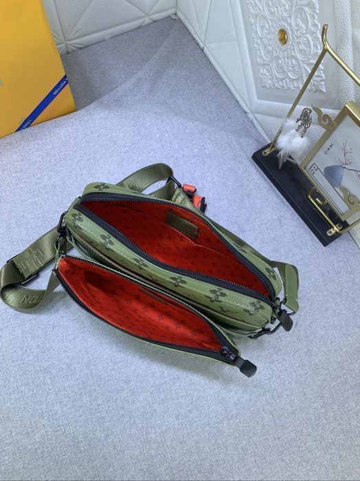 Louis Vuitton зеленая сумка хаки мужская унисекс кожаная оригинал