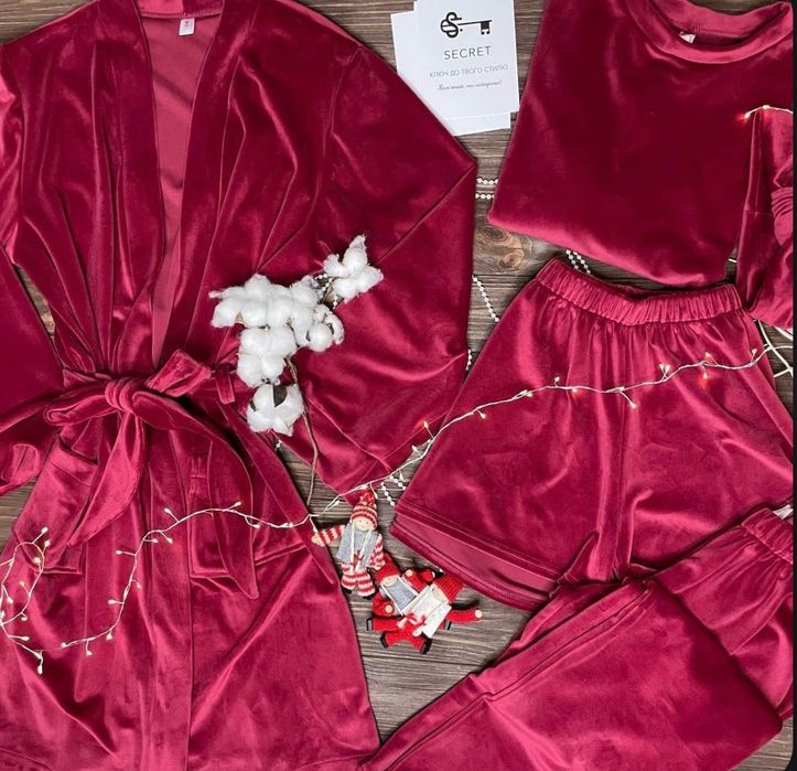 Піжами наборами три кольори (Бордо, Сірий, Бежевий)