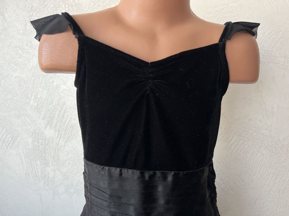 Черное платье для бальных  танцев, сарафан рост 140