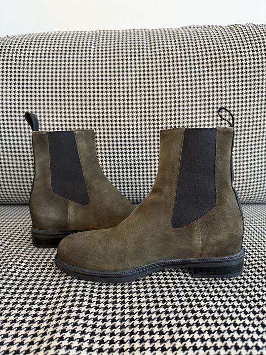 Santoni оригінал Італія замшеві чоботи ботинки челсі зелені хакі