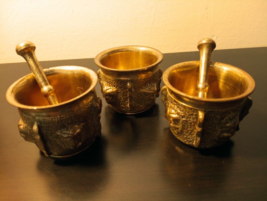 3 almofariz muito antigos de coleção com - latão Maçiço