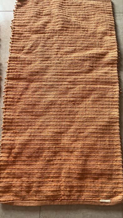 Conjunto 2 tapetes laranja algodão 65x130cm