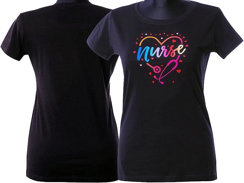 Koszulka damska NURSE Pielęgniarka czarna full color (XXL)