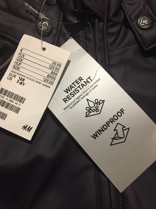 Kurtka fioletowa wododporna - h&m nowa - 128 cm