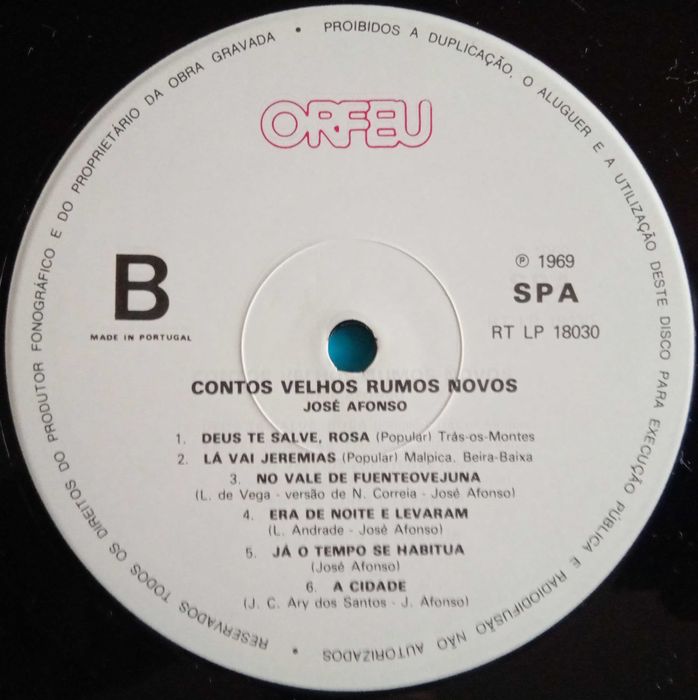 José Afonso	- - - - -		Contos Velhos, Rumos Novos	- - - - -	LP