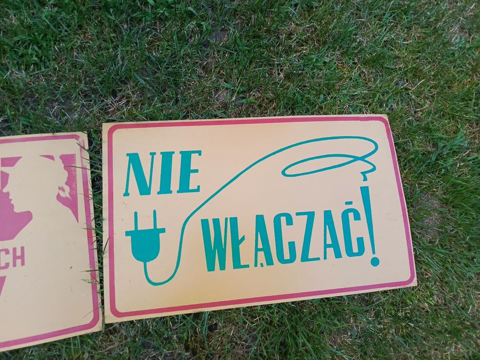 Stare metalowe tablice informacyjne PRL oryginał