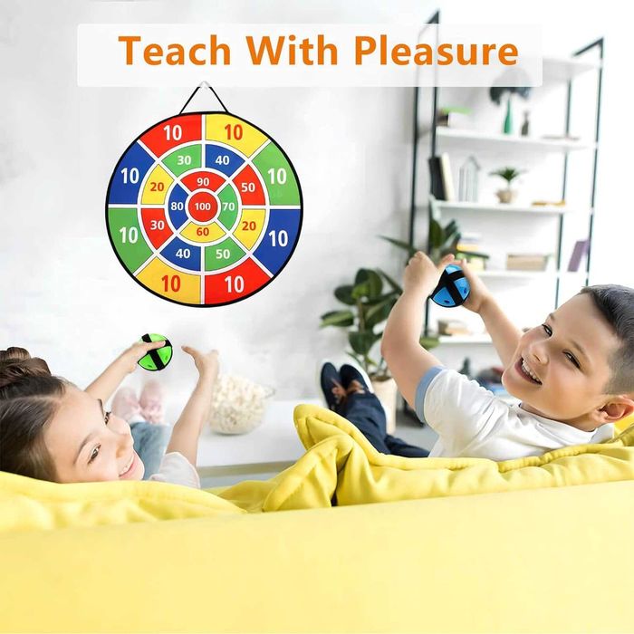 Jogo tabuleiro dardos para criança dupla face em velcro 66 cm - NOVO