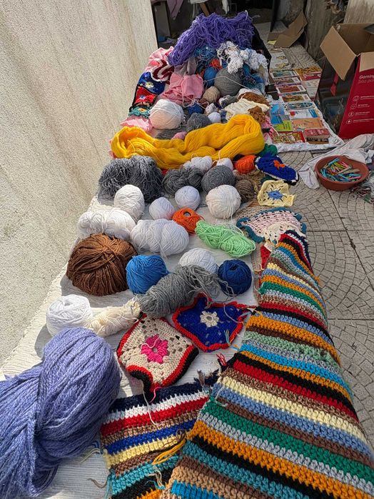 conjunto imenso de malhas e rendas e linhas