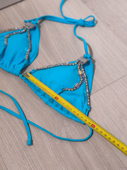 Strój kąpielowy bikini s 36 nowy niebieski z brokatami kryształami