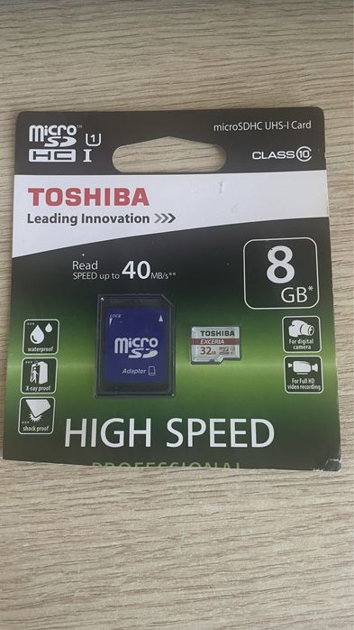 Карта памʼяті Toshiba microSDHC UHS-I Class 10 обʼємом 8 ГБ