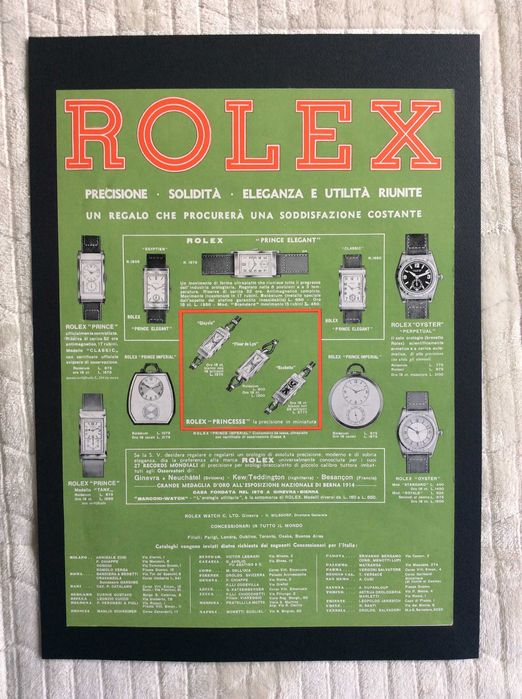 Rolex. Publicidade italiana de 1934