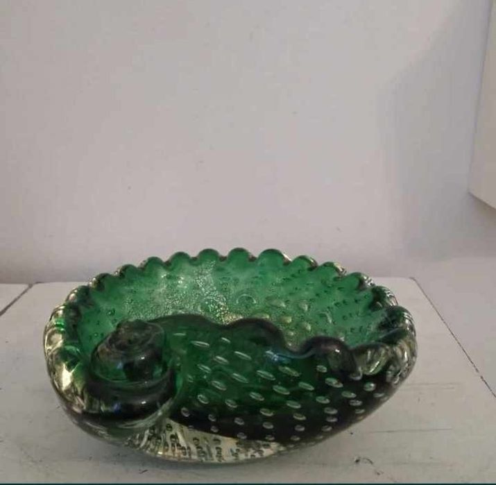 Vintage Murano miseczka , babelki kontrolowane , 24 k złoto