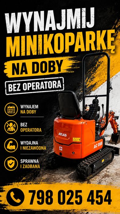 Wypożyczalnia sprzętu wynajem minikoparki minikoparka