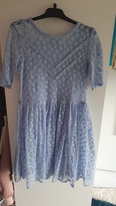 Sukienka dla dziewczynki, błękitna, rozmiar 134