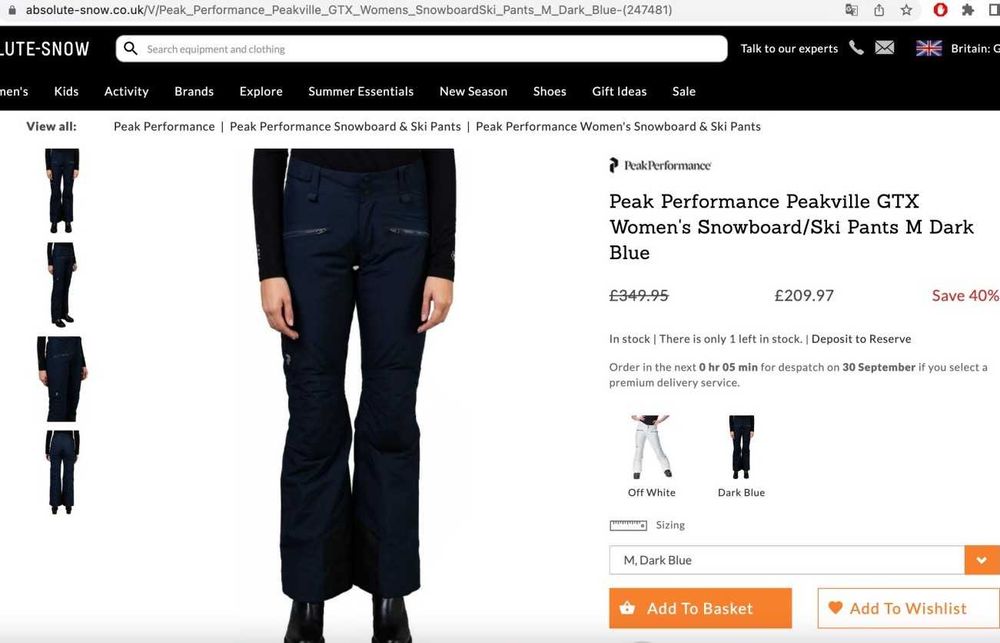 Технологічні Горнолижні штани Peak Performance Gore-Tex Recco РозмірXS