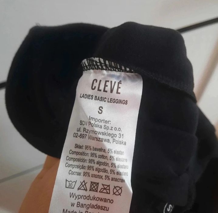 Legginsy cleve bawełniane czarne S
