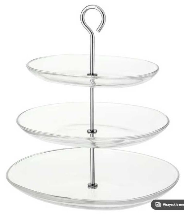 IKEA KVITTERA Patera/3 talerze, szkło bezbarwne/stal nierdz nowe
