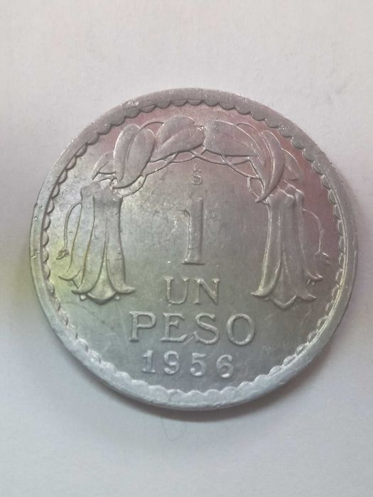 Монета 1 peso Чили, 1956год.