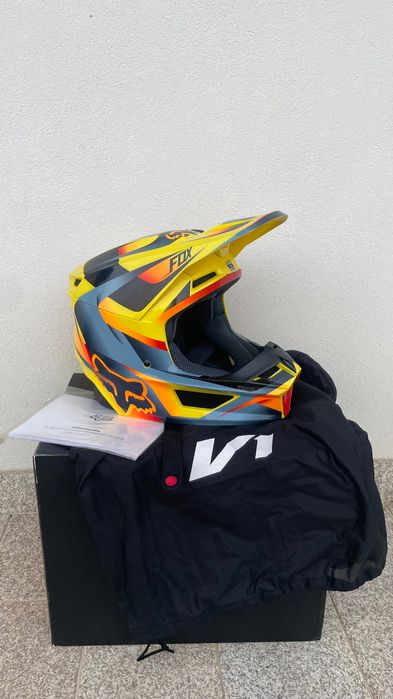 Capacete Fox V1 Motif Yellow