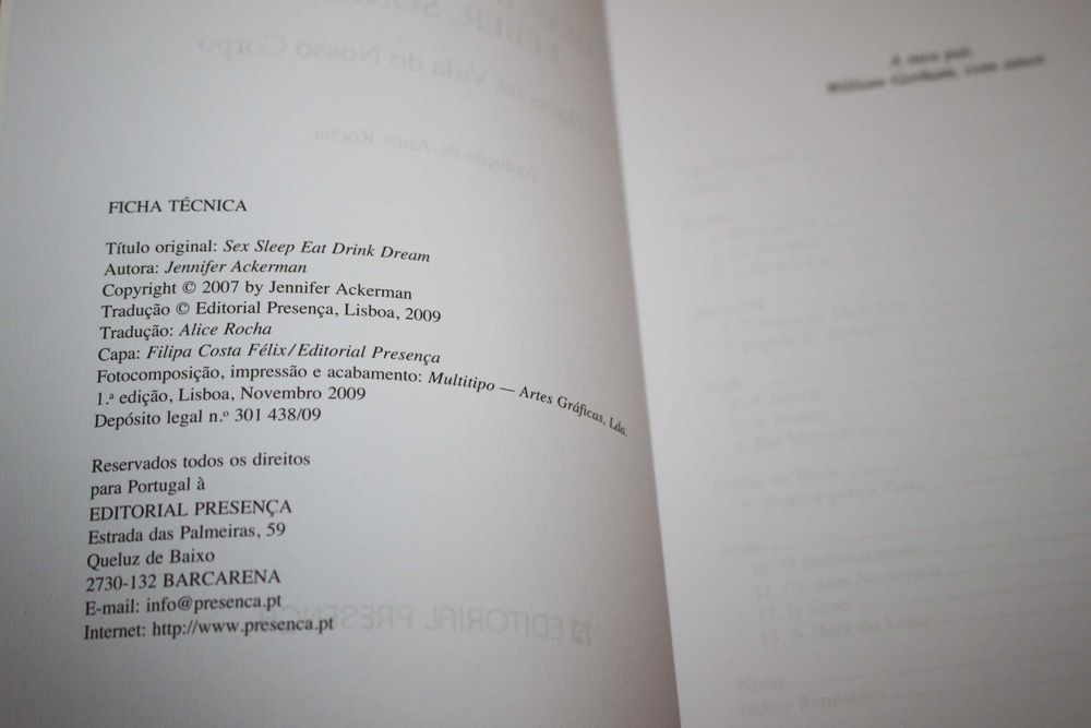 Amar, Dormir, Comer, Beber, Sonhar // Jennifer Ackerman