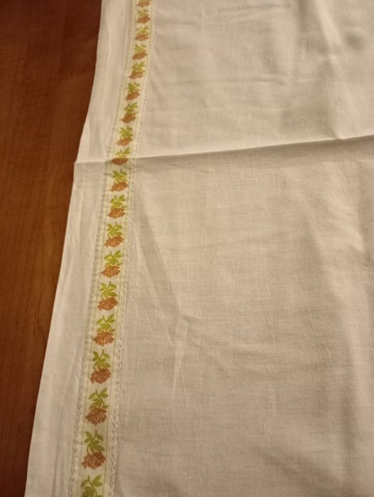 Lençol branco antigo de 1,55 x 1,90 cm