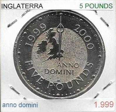 Inglaterra -  - 5 Libras - 1999 - -- "Meridiano de Greenwich- -- Moeda