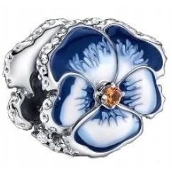 Charms błękitny bratek srebro 925