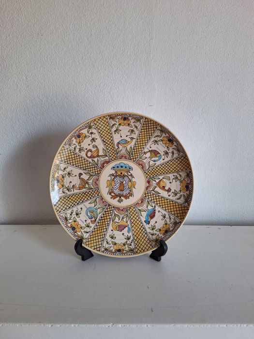 Prato Barro Pintado Venda Nova Soure 30cm Vintage Pintado à Mão
