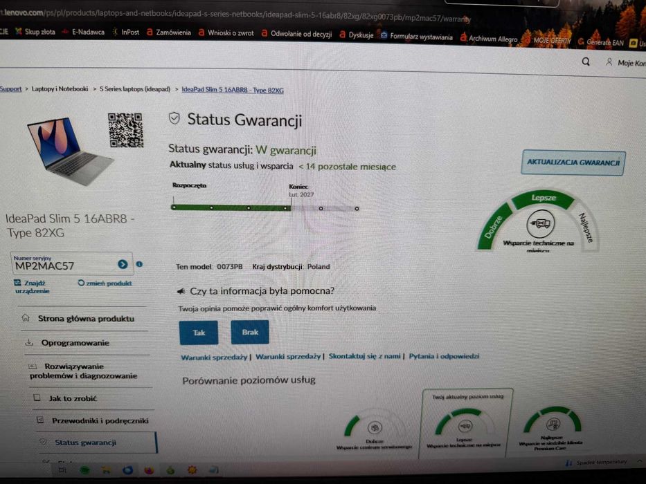 Laptop Lenovo Ideapad Slim 5 16ABR8 Ryzen 7/16GB/512GB GWARANCJA!