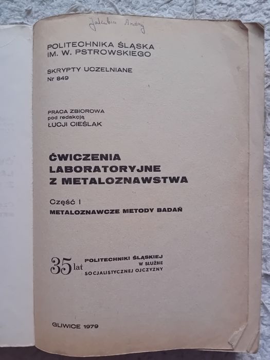 Ćwiczenia laboratoryjne z metaloznawstwa  Ł. Cieślak