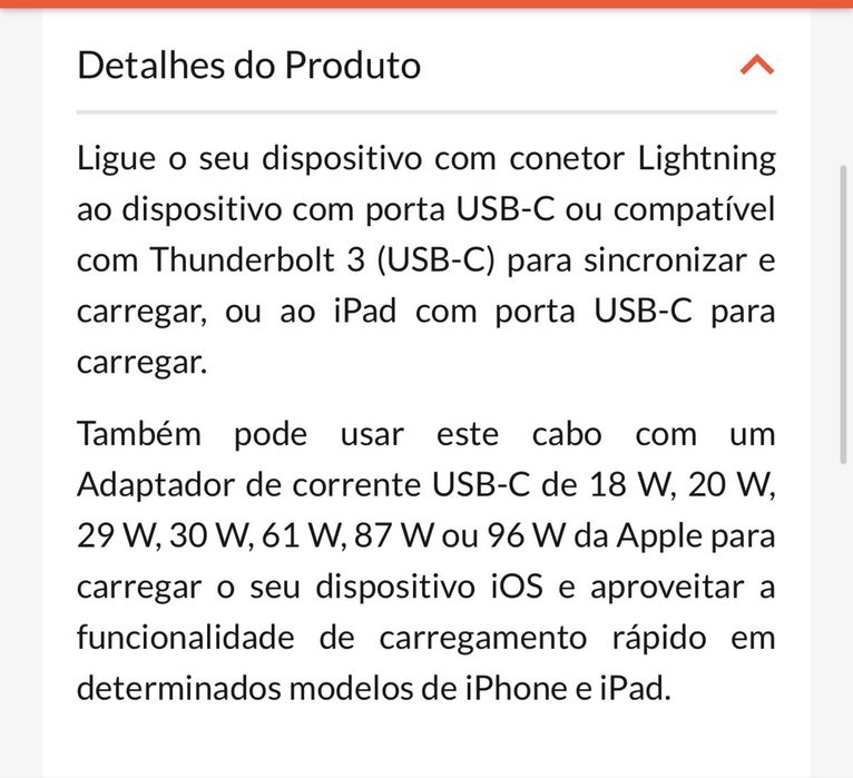 Cabo  usb apple novo