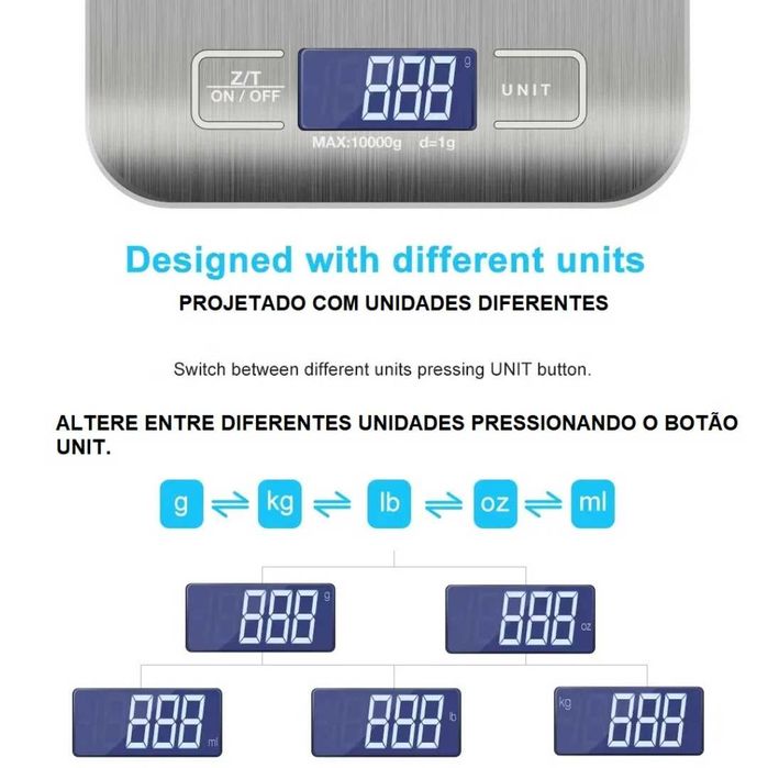 Balança Digital de Aço Inoxidável - NOVA COM DESCONTO