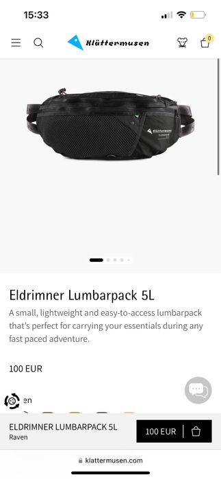 Чоловіча сумка-бананка Klattermusen Bag 5L