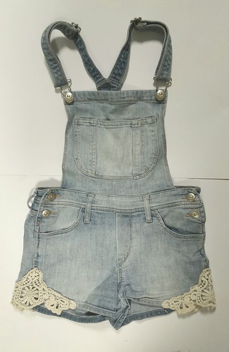 Ogrodniczki spodenki jasny jeans krótkie H&M 146 cm