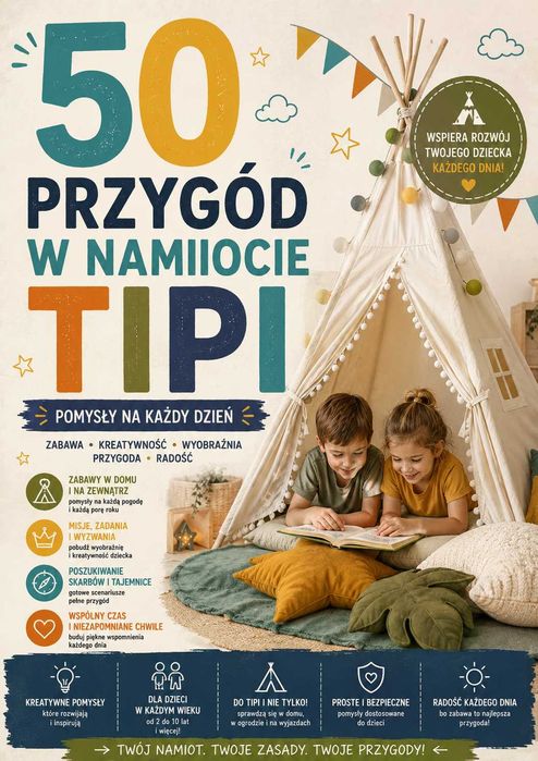 Namiot dla dzieci Tipi domek do domu DUŻY ZESTAW + EBOOK Nowe!!