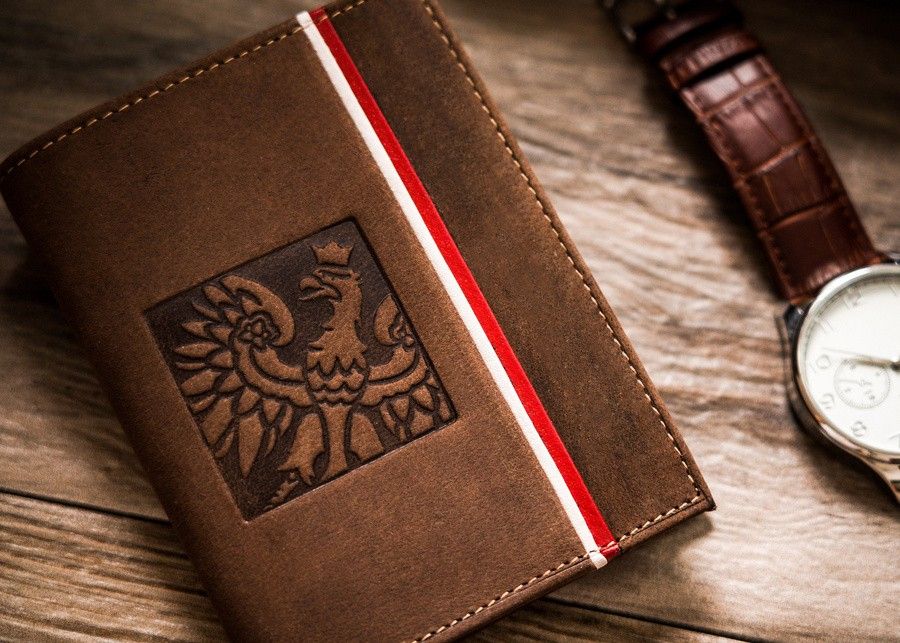 skórzany portfel męski z akcentem patriotycznym - peterson