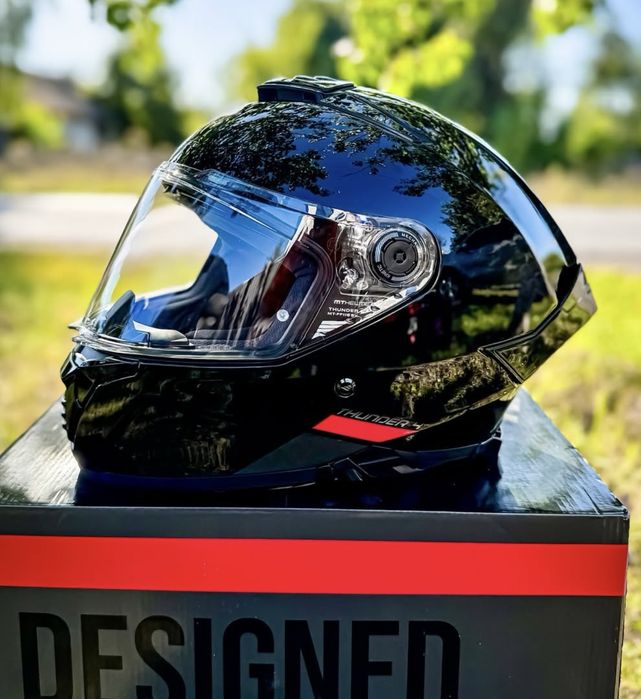 Мотошолом MT thunder 4 sv gloss black шлем мт helmets тандер 4 чорний