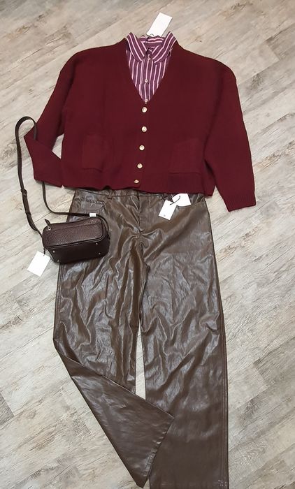 Zara zw collection брюки штани зі штучної шкіри. Трендовий колір. New