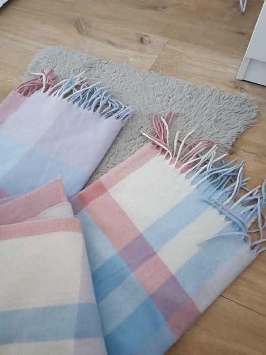 Szal damski w kratę mohito różowy biały niebieski fioletowy