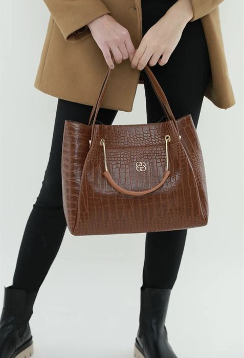 Сумка шкіряна  коричнева велика