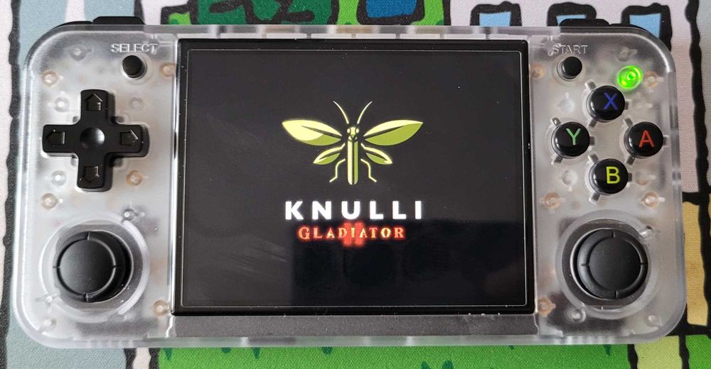 Anbernic rg35xx H transparent white + 64 GB Goodram + Futerał