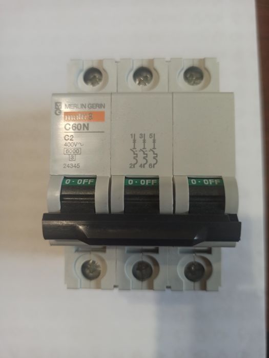 Автоматический выключатель schneider 24345, C60N 3П 2А C