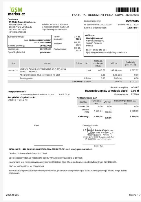 Telefon komórkowy Ulefon Armor 24