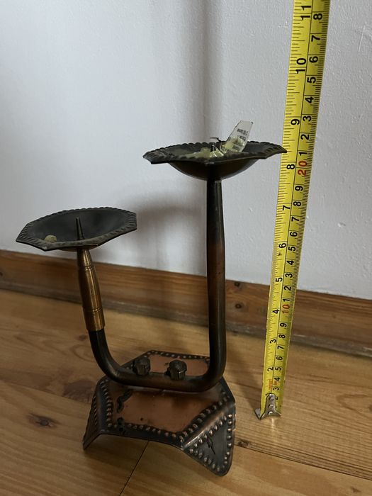 Świecznik dwuramienny miedziany