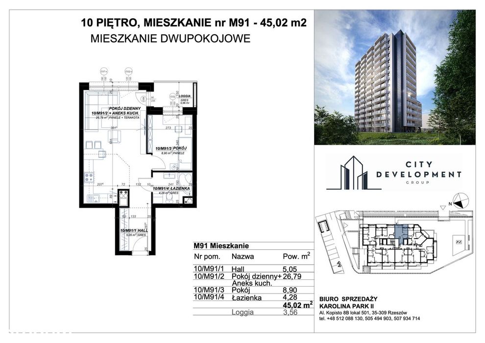 2 Pokoje 45 m2 Projektant Nowe Mieszkanie 10 piętro
