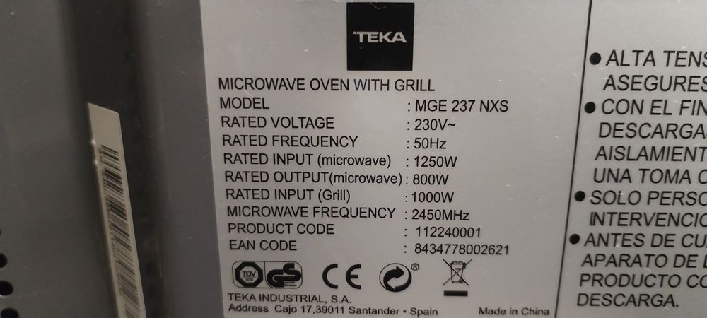 Microondas Teka MGE 237 NXS