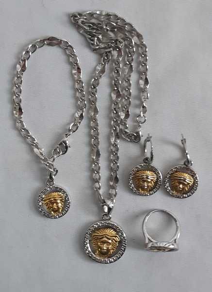 Комплект Подвес на цепи, браслет. кольцо и серьги стиль Versace